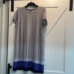 Apt. 9 Blue and White Patterned Midi Shift Dress